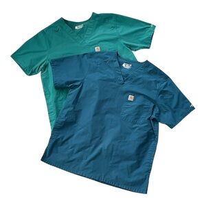 2 x Carhartt Men's V-Neck Shirttail Scrub Top Modern Fit Men’s Size Large